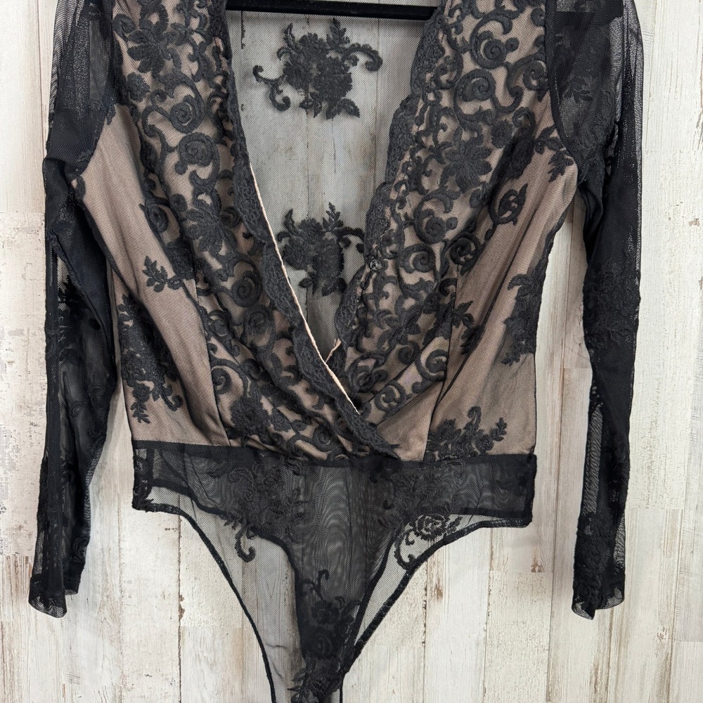 Bodysuit Large Sheer Floral Lace Sexy Whimsigoth Practical Magic Black Witchy - Picture 4 of 15